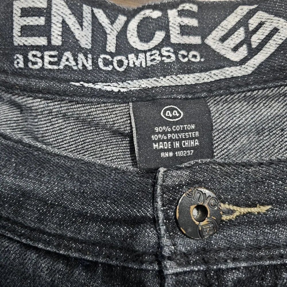 ENYCE Men's Size 44 Rinsed Black Denim Jean Shorts Baggy Fit Y2K Hip Hop Style